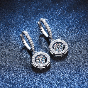 Sparkling S925 sterling silver moissanite drop earrings with halo pave setting