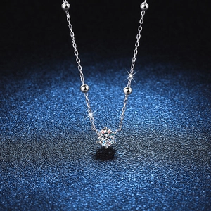 Collier Moissanite en Argent Sterling 925 pour Femmes Plaqué Pt950 Sertissage à Six Griffes Pendentif Taille Ronde Bijoux Élégants