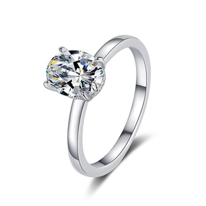 Elegant 2ct oval moissanite solitaire ring in s925 sterling silver with four-prong setting