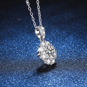 S925 sterling silver sunflower necklace with 1 carat moissanite and zircon stones