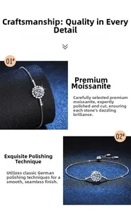 Détail du bracelet marguerite en argent s925 montrant la moissanite 1ct et le fini poli