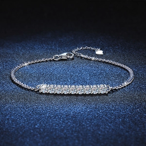 925 Sterling Silver Moissanite Cuban Chain Bracelet For Women D Color Round Moissanite Inlaid U-Shape Bracelet Fine Jewelry