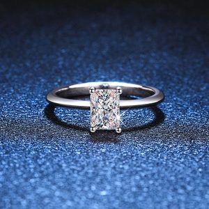 S925 Sterling Silver Moissanite Ring For Women 1 Carat Emerald Radiant Cut D Color Moissanite Engagement Ring Fashion Jewelry Gift
