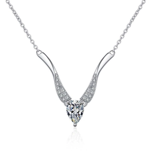 Elegant s925 silver necklace with pear-shaped moissanite pendant in a modern Mobius design