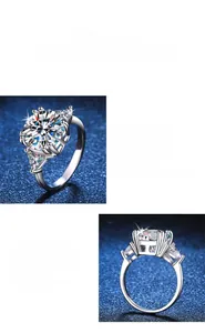 Détail de la bague moissanite 5 carats avec serti à quatre griffes et accents