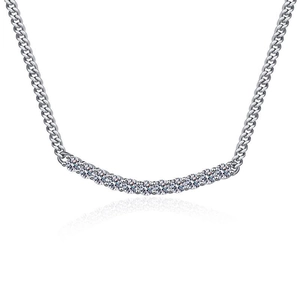 Collier en argent sterling S925 avec chaîne cubaine et pierres de moissanite couleur D