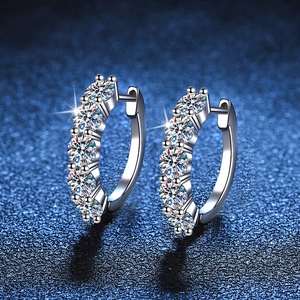 Boucles d'Oreilles Créoles en Argent Sterling 925 Moissanite Couleur D Taille Brillant Rond Bijoux Élégants pour Femmes