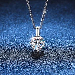 Collier en Argent Sterling 925 Avec Moissanite Pendentif Solitaire Taille Brillant Rond Bijoux Géométriques Hypoallergéniques Pour Femme