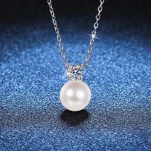 925 Sterling Silver Necklace Moissanite Shell Artificial Pearl Pendant Elegant Simple Jewelry For Women
