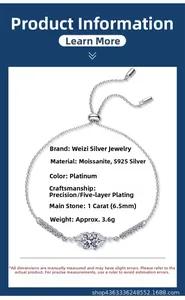 Détail du bracelet en argent S925 avec moissanite de 1 carat et fermoir coulissant