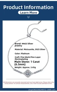 Detail of adjustable S925 sterling silver bracelet with 1ct moissanite and sliding clasp