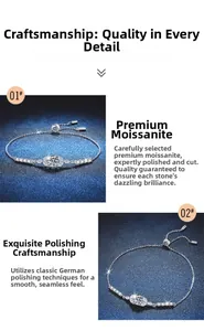 Détail macro du bracelet en argent S925 et moissanite avec polissage de précision