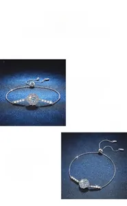 Detail showing high-quality Moissanite halo bracelet with adjustable sliding buckle