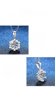 Dettaglio della collana con ciondolo a fiocco di neve e pietra di moissanite lucida