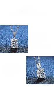 Macro detail of 1 carat moissanite pendant with German polishing on s925 silver