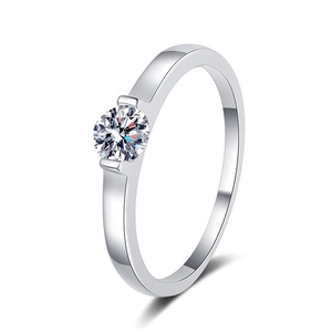 S925 sterling silver moissanite ring with a brilliant round cut diamond in tension setting