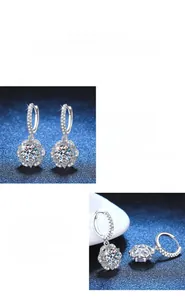Detailed view of S925 silver moissanite earrings with luxury rose cluster setting