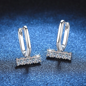 925 Sterling Silver Moissanite Drop Earrings For Women U Shape Luxury Inlaid Moissanite Bar D Color Earrings Jewelry Gift