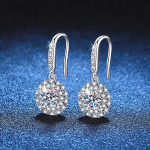 925 Sterling Silver Moissanite Drop Earrings Starry Sky Compass Halo Rhinestone D Color Moissanite Earrings For Women Jewelry Gift