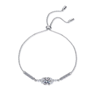 Bracelet ajustable en argent S925 avec pendentif étoile en Moissanite de 1 carat