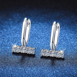 Luxurious S925 silver U-shaped moissanite earrings featuring four brilliant round cut stones