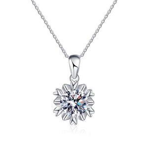 Collana a fiocco di neve in argento S925 classica con ciondolo moissanite D da 1 carato