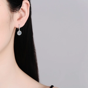 Elegant S925 sterling silver drop earrings with brilliant moissanite in halo setting