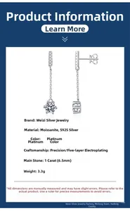 Detail specifications of S925 sterling silver tassel earrings with 1ct moissanite stones