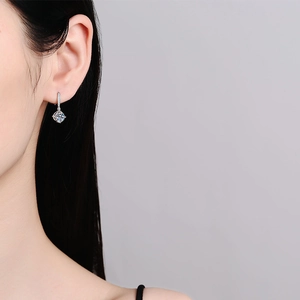 Classic S925 sterling silver drop earrings with round 0.5ct D color moissanite