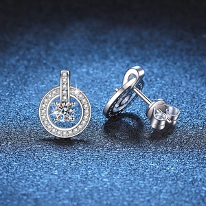 925 Sterling Silver Moissanite Stud Earrings For Women Round Halo D Color Moissanite Earrings With Certificate Jewelry