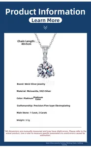 Détail du collier en moissanite argent s925 avec sertissage classique à six griffes