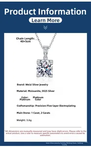 Close-up of D-color moissanite necklace showing S925 silver bull-head claw setting