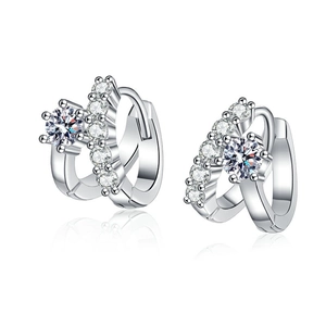 S925 sterling silver asymmetrical earrings with D color moissanite in luxury French style