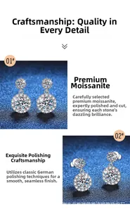Close-up of premium moissanite stones and exquisite German polishing on silver earrings