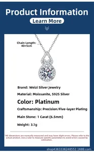 Spécifications détaillées du collier calebasse en argent S925 avec pendentif moissanite