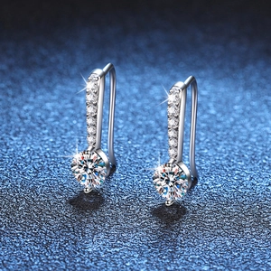 S925 Sterling Silver Moissanite Hook Earrings D Color VVS1 Tear Of Angel Round Brilliant Cut Drop Earrings For Women Jewelry