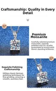 Macro shot of 1 carat moissanite pendant with classic four-prong setting and fine engraving