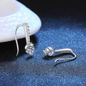 Elegant S925 silver moissanite drop earrings with teardrop hook design and brilliant stones