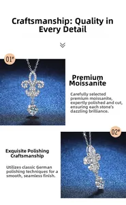 Detailed view of the S925 silver iris pendant featuring a 1-carat D-color Moissanite diamond