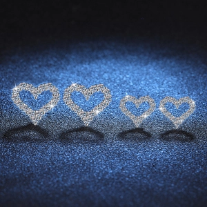 Sparkling S925 sterling silver heart-shaped moissanite stud earrings in two sizes