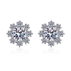 Elegante S925 Sterlingsilber Schneeflocken Ohrringe mit 1 Karat D-Farbe Moissanit-Steinen