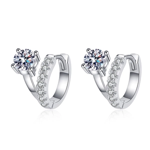 Elegant S925 sterling silver moissanite drop earrings with double layered crystal accents