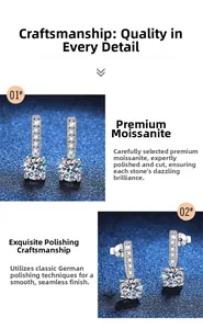 Detail view of S925 sterling silver moissanite earrings with German polishing finish
