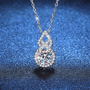 Collier Pendentif Calebasse en Argent Sterling 925 Moissanite pour Femme Couleur D VVS1 Pave Zirconia Chaîne Bijoux Cadeau