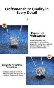 Vue macro d'un pendentif en moissanite avec pavé de diamants cylindriques polis à l'allemande
