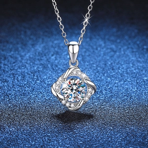 Collier Pendentif Moissanite en Argent Sterling S925 Moulin à Vent Rotatif 1 Carat Couleur D Coupe Brillante Bijoux pour Femmes