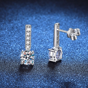 Elegant S925 sterling silver drop earrings featuring brilliant 1 carat moissanite stones