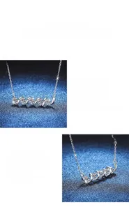 Macro detail of a 1.5 carat moissanite pendant with precision cutting on a silver chain