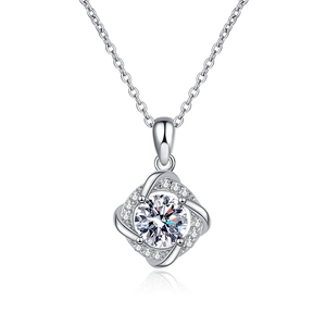 Collier moulin à vent rotatif en argent S925 avec une pierre moissanite brillante de 1 carat
