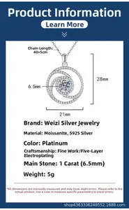 S925 silver windmill pendant with moissanite and detailed size specifications